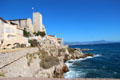 Shoreline view of Picasso Museum in Chateau Grimaldi. Antibes, France.