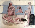 Bathers Watching an Aeroplane painting by Pablo Picasso at Picasso Museum. Antibes, France.