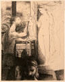 Sculptor & his Model pen & ink on paper by Pablo Picasso at Picasso Museum. Antibes, France.