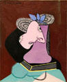 Straw Hat with Blue Leaves painting by Pablo Picasso at Picasso Museum. Antibes, France.