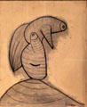 Head painting by Pablo Picasso at Picasso Museum. Antibes, France.