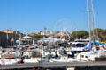 Pleasure craft crowding Old Port. Antibes, France.