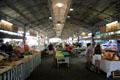 Tables along center aisle of Market Hall. Antibes, France.