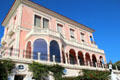 Grand Salon bay windows overlooking sea at Villa Ephrussi de Rothschild. Saint Jean Cap Ferrat, France.