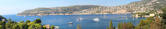 Panorama from Villa Ephrussi de Rothschild. Saint Jean Cap Ferrat, France.