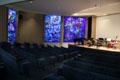 Stained glass windows depicting seven days of creation by Marc Chagall in the auditorium at Chagall Museum. Nice, France.