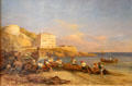 Fishers pulling their nets at seashore of Ponchettes painting by Ercole Trachel at Masséna Museum. Nice, France.