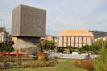 Square Head Building, Acropolis & gardens at north end of Paillon Promenade. Nice, France