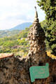 Rugged stone spire of La Petite Chapelle. St Paul de Vence, France.