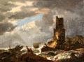 Shipwreck on coast painting by Joost van Geel at Beaux-Arts Museum. Lyon, France.