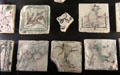 Surviving ceramic floor tiles with rabbit & animal paintings at Papal Palace. Avignon, France.