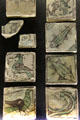 Surviving ceramic floor tiles with bird & fish paintings at Papal Palace. Avignon, France.