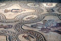 Detail of Roman mosaic floor with legend of King Pentheus after play by Euripides from Nimes house on ave. Jean-Jaurès at Musée de la Romanité. Nimes, France.