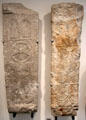 Stone tombstones with crosses found in Nimes at Musée de la Romanité. Nimes, France.