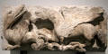 Combat of griffin & monster stone carving at Musée de la Romanité. Nimes, France.