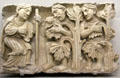 Reprimand of Adam & Eve stone carving from Cathedral of Notre-Dame & St Castor at Musée de la Romanité. Nimes, France.