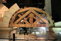 Model of wooden Roman supporting arch used temporarily to support heavy arch construction at Pont du Gard museum. Nimes, France