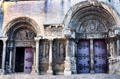St.-Gilles-du-Gard church with Gothic facade. St. Gilles, France.
