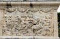 Solder unhorsing an Amazon while family on left gets news of victory on battle relief on east base of Roman Mausoleum at Glanum Ruins. Saint-Rémy-de-Provence, France.