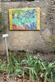 Replica of Van Gogh's Irises painting of 1889 over iris bed at Saint-Paul Asylum. Saint-Rémy-de-Provence, France.