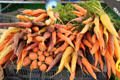 Variety of carrots at vegetable market. Aix-en-Provence, France.
