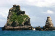 Rocks rise from sea at Pointe des Châteaux. Guadeloupe