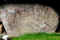 Neolithic carved stone with concentric circle design at Knowth. Ireland.