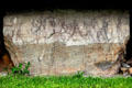 Neolithic carved stone with circular design at Knowth. Ireland.