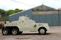 National Transport Museum building with armored gun tractor used by Irish Defense Forces on grounds of Howth Castle. Howth, Ireland.