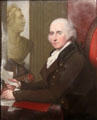 Artist Benjamin West enamel portrait on copper by Henry Bone at National Gallery of Ireland. Dublin, Ireland.