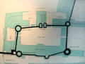 Map of Norman walls over current green structure of Dublin Castle. Dublin, Ireland.