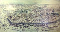 Reconstructed drawing of Medieval Norman town of Dublin at Dublin Castle. Dublin, Ireland.