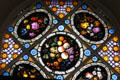 Painted glass in entrance hall at Rathfarnham Castle. Dublin, Ireland.