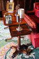 Argand lamp on square table at Russborough House. Ireland.