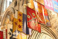 Various Irish flags over choir at St. Patrick's Cathedral. Dublin, Ireland