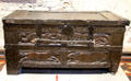 Carved oak chest used for church valuables at St Patrick's Cathedral. Dublin, Ireland.