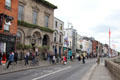 Riverfront buildings along River Liffey in Temple Bar with Merchant's Arch. Dublin, Ireland.