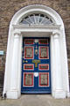 Multicolored Georgian door on Merrion Square. Dublin, Ireland.