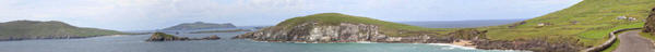 Panorama of Dingle Peninsula with Blasket Islands beyond. Ireland.