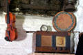 Violin & early radio at Foley's Farm at Muckross Traditional Farms in Killarney National Park. Killarney, Ireland.