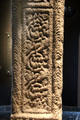 Rich interlacing detail on South Cross at Clonmacnoise museum. Ireland.