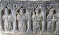 Detail of tomb carved with saints in cathedral at Rock of Cashel. Cashel, Ireland.