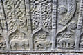 Detail of stone tomb carved with Celtic designs & animals in cathedral at Rock of Cashel. Cashel, Ireland.
