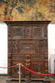 Oak dower cupboard in Great Hall at Bunratty Castle. County Clare, Ireland.