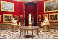 Classical statues of Wrestlers , Venus statue & Knife grinder in Tribune at Uffizi Gallery. Florence, Italy.