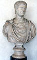 Roman emperor Claudius marble bust at Uffizi Gallery. Florence, Italy.