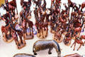 Carved wooden zebras & giraffes at a crafts market on northeastern fringe of Nairobi. Kenya.