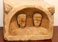 Part of funerary monument with busts of husband & wife found in Remerschen at National Museum of History & Art. Luxembourg, Luxembourg.