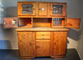 Pinewood kitchen cabinet with built-in bread box, coffee grinder & glass containers from Capesius-Reding d'Hesperange at National Museum of History & Art. Luxembourg, Luxembourg.