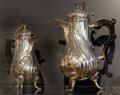 Rococo silver coffee pot & milk jug with stamp of Jean Christophe Walch of Luxembourg at National Museum of History & Art. Luxembourg, Luxembourg.